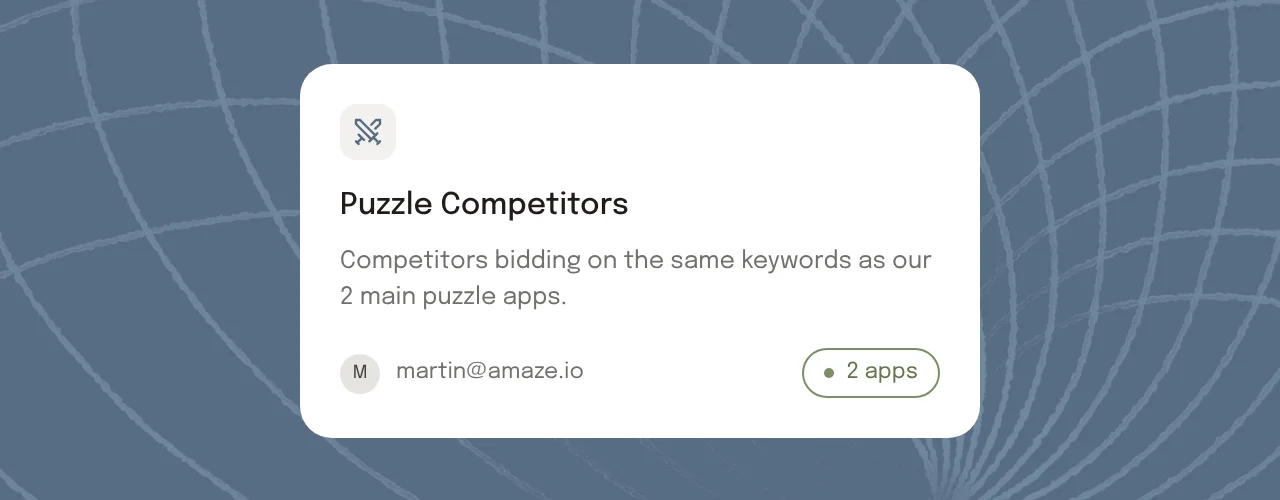 A Block Pack card named Puzzle Competitors, with its description, owner, and the two apps it applies to